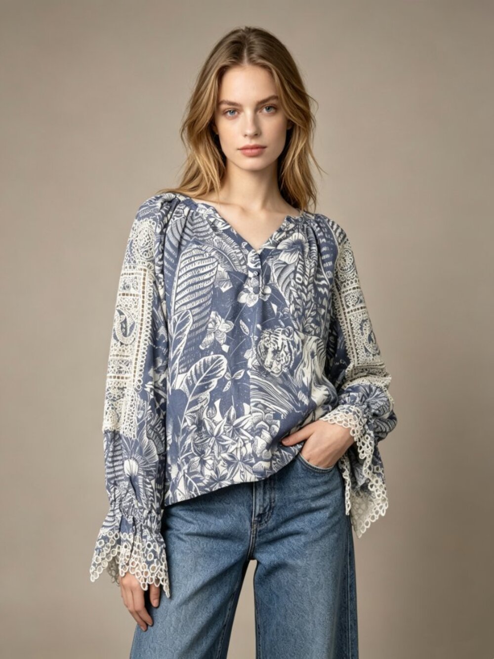 $455 NWOT See By Chloé Embroidery Floral Lace Top Blouse Size 40